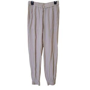 Theory‎ Womens Silk Jogger Pants Beige Size 4 Pockets Office Career Minimalist